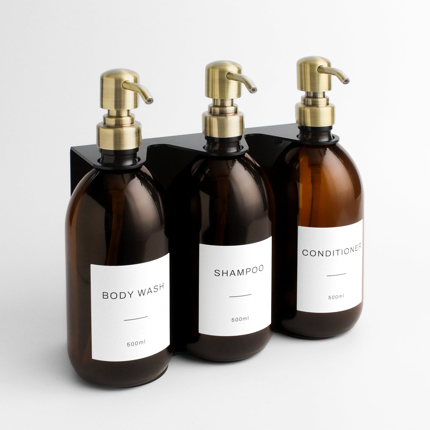 Namie Black Wall Bracket & Amber Glass Dispenser Set