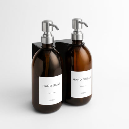 Namie Black Wall Bracket & Amber Glass Dispenser Set