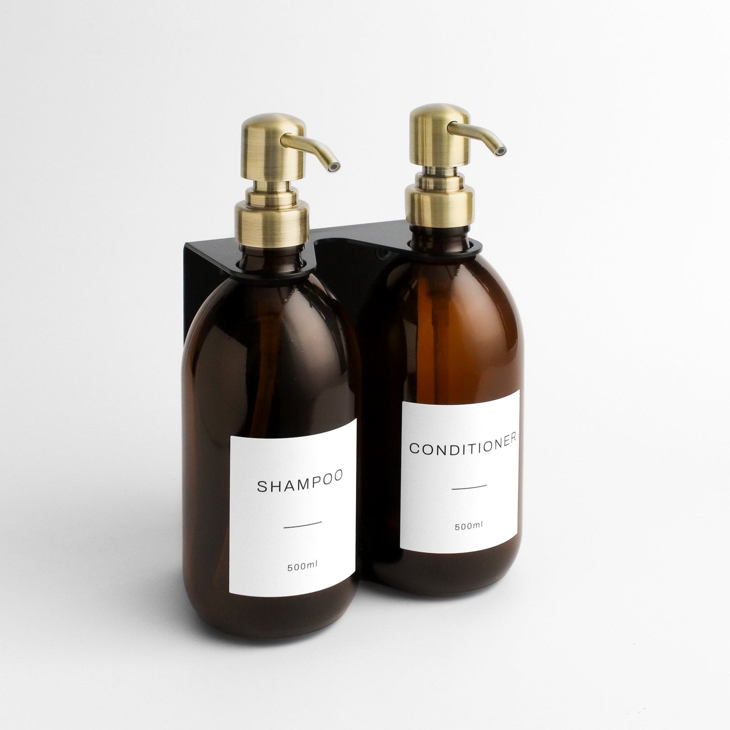 Namie Black Wall Bracket & Amber Glass Dispenser Set