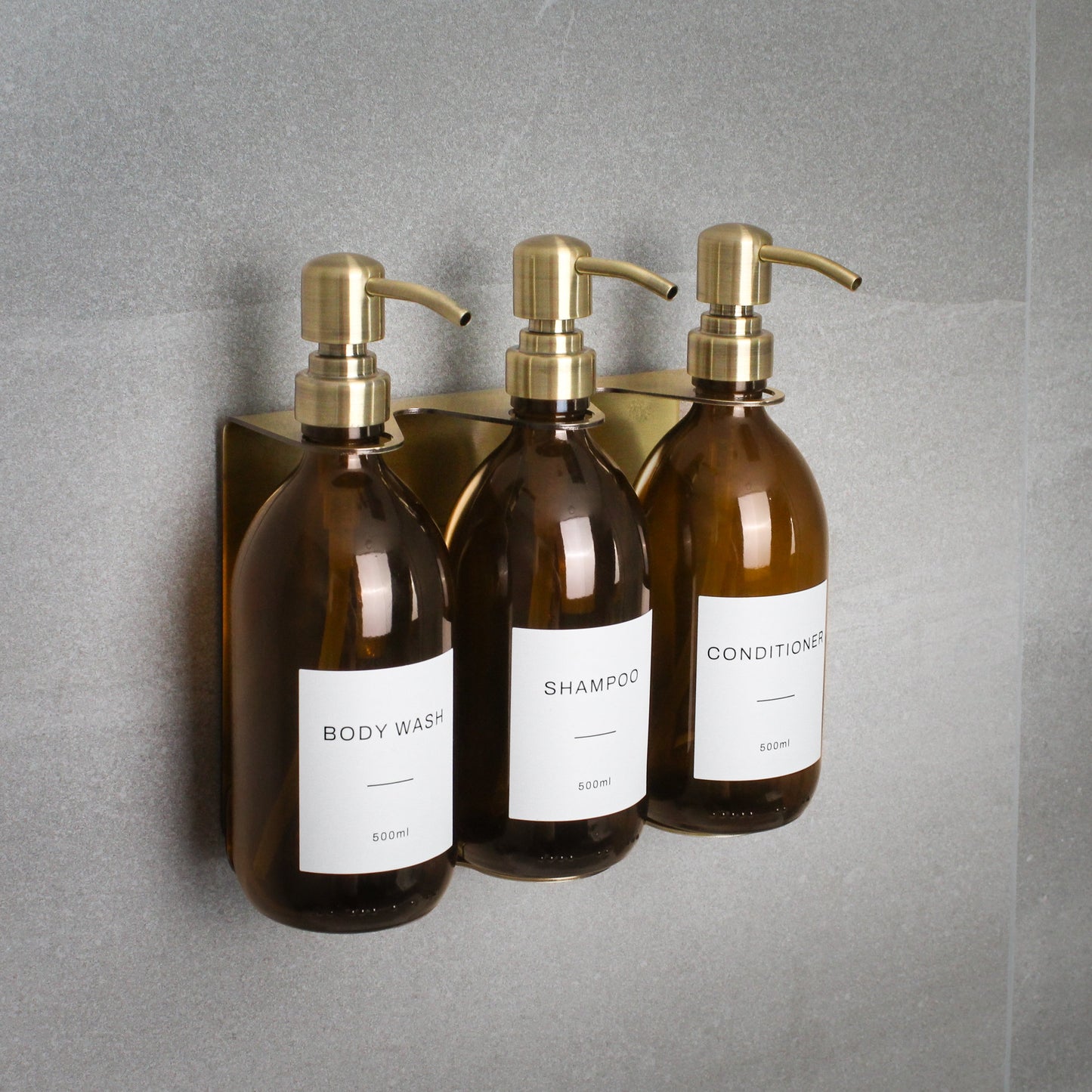 Namie Gold Wall Bracket & Amber Glass Dispenser Set