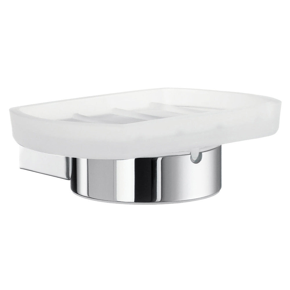 Smedbo Air AK342 Wall-Mounted Soap Dish — Polished Chrome Circular Cradle with Removable Frosted Glass Tray