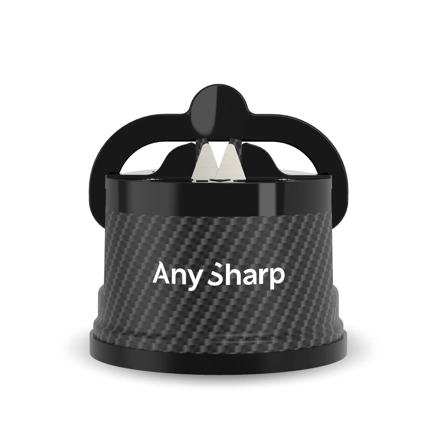 Black and grey sharpener with 'AnySharp' branding on a white background