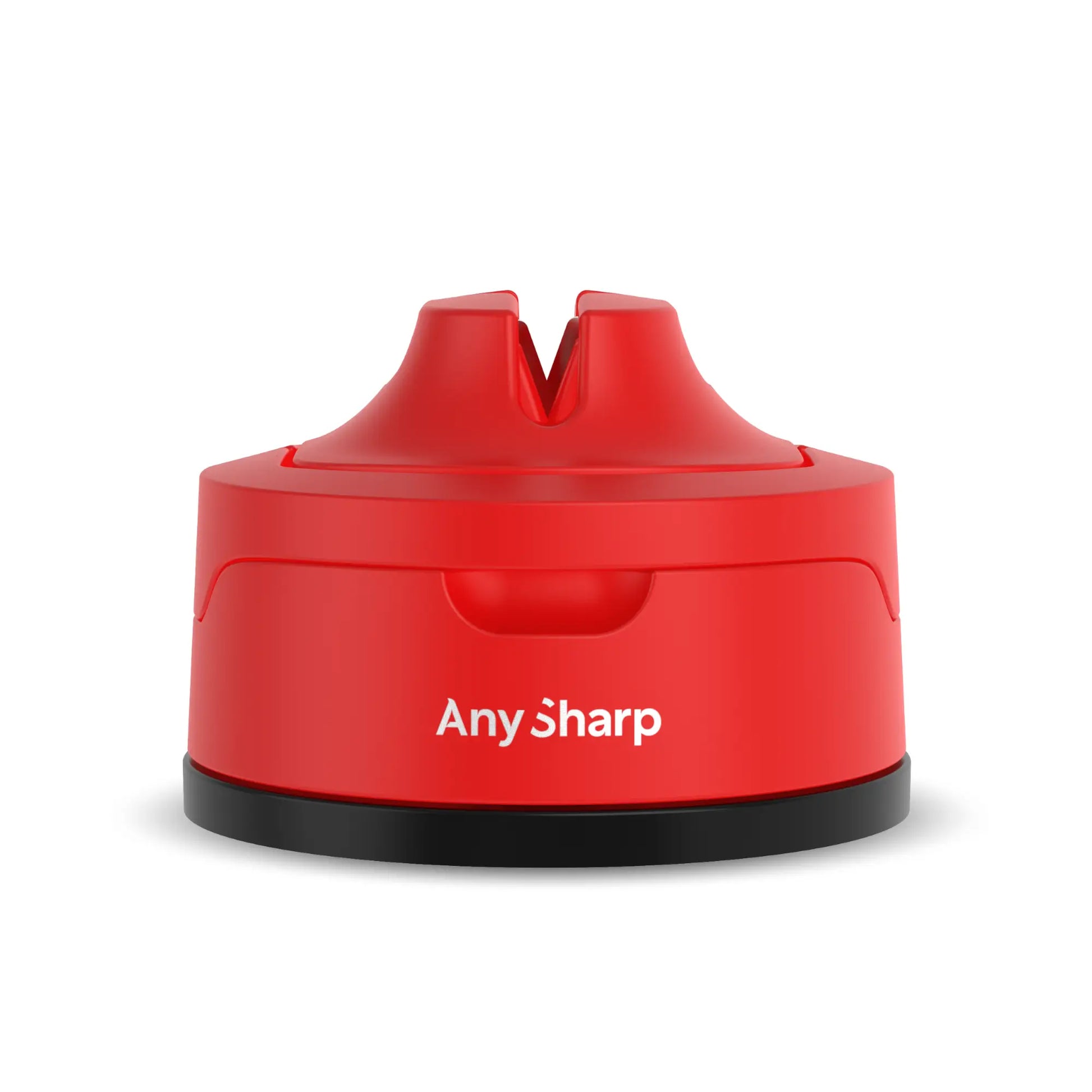 Red sharpener with 'Any Sharp' branding on a white background