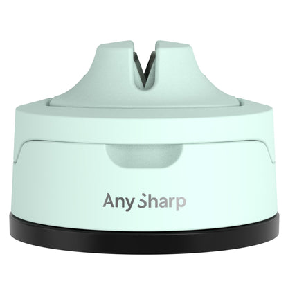 Sky blue AnySharp Evo knife sharpener on a white background