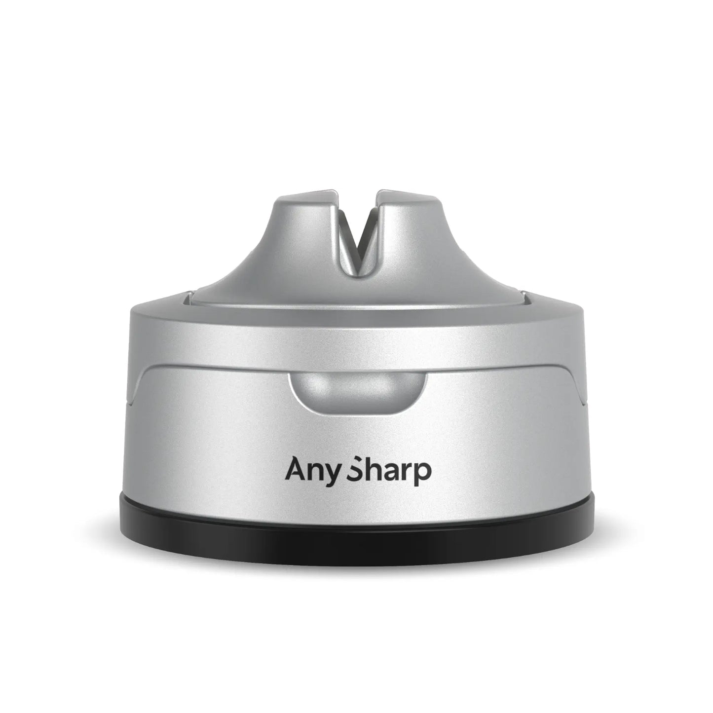 Silver knife sharpener with 'Any Sharp' branding on a white background