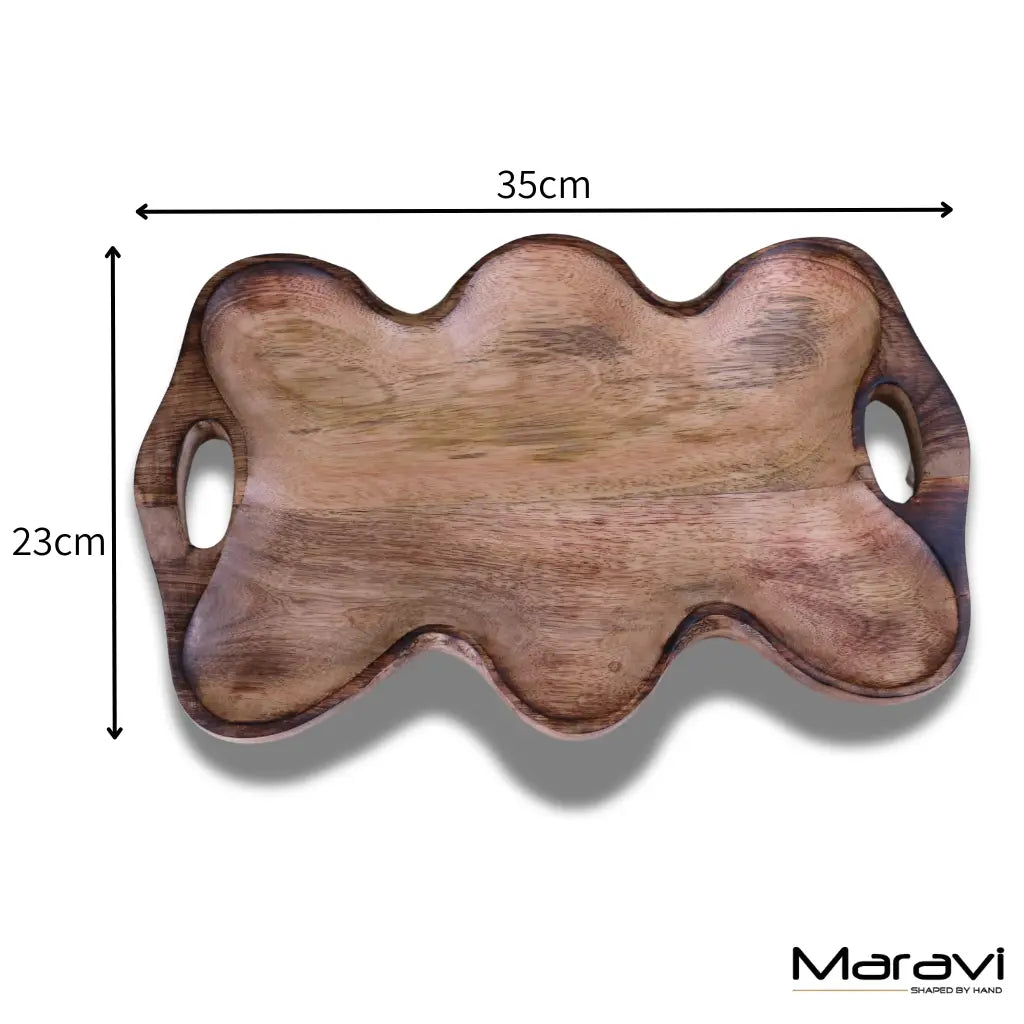 Amrola Mango Wood Serving Dish with Sculpted Handles