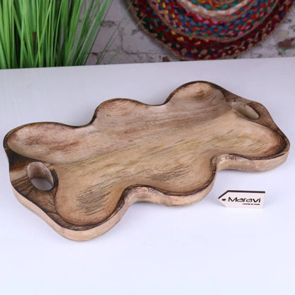 Amrola Mango Wood Serving Dish with Sculpted Handles
