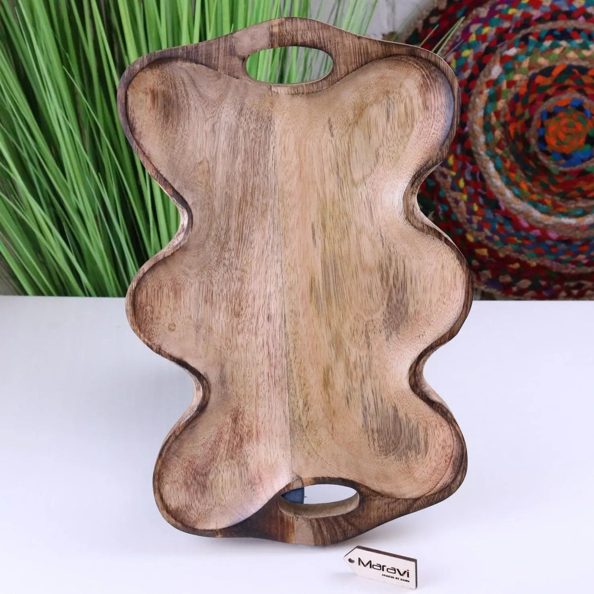 Amrola Mango Wood Serving Dish with Sculpted Handles
