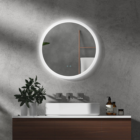🪞 Kleankin Round LED Bathroom Mirror ✨ Illuminated Wall Mount with Bright Lighting