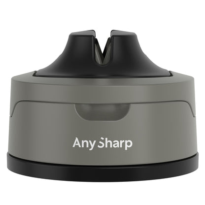 Grey and black sharpener with 'Any Sharp' branding on a white background