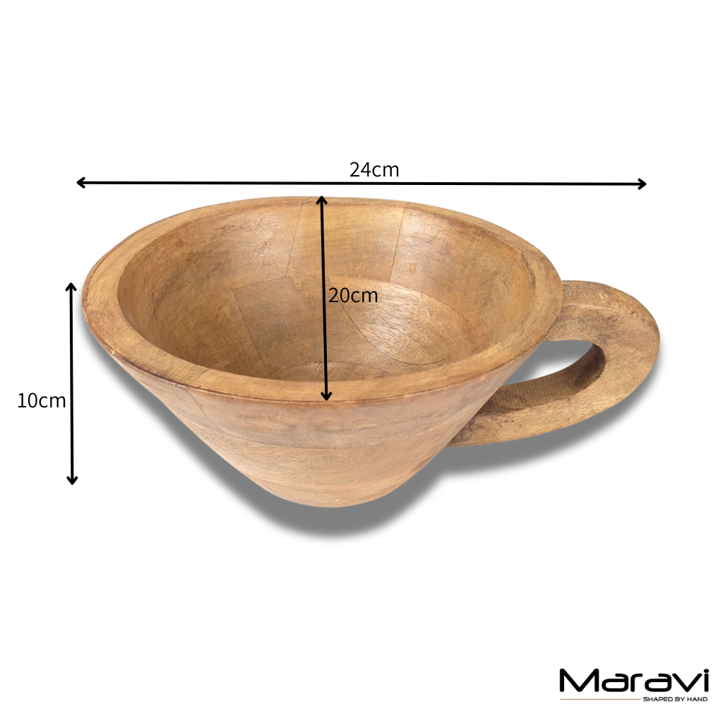 Baddo Mango Wood Mug-Shaped Bowl with Handle