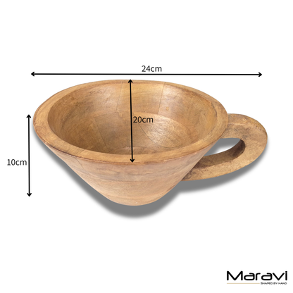 Baddo Mango Wood Mug-Shaped Bowl with Handle