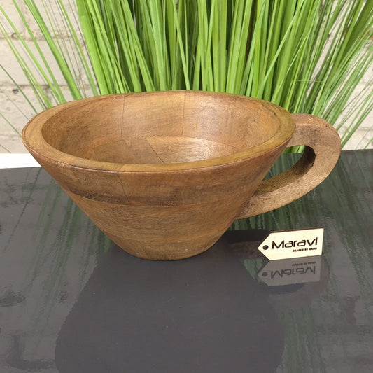 Baddo Mango Wood Mug-Shaped Bowl with Handle