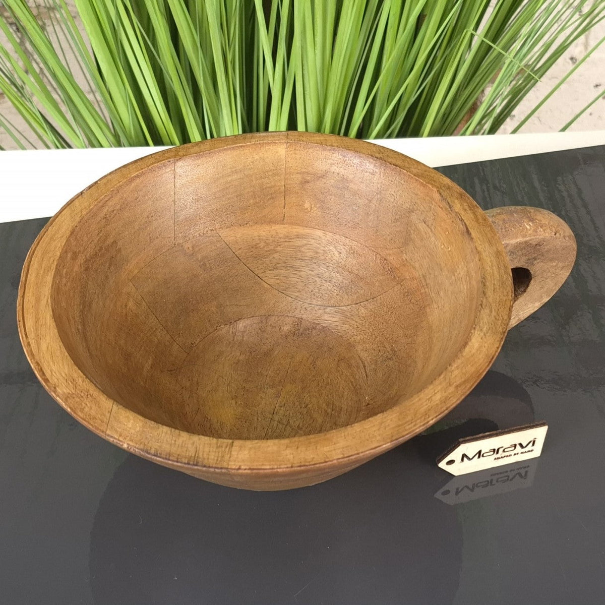 Baddo Mango Wood Mug-Shaped Bowl with Handle