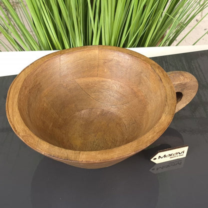 Baddo Mango Wood Mug-Shaped Bowl with Handle