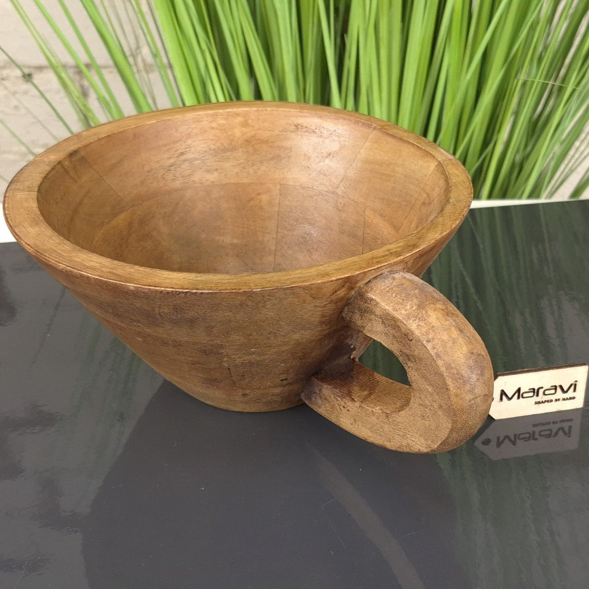 Baddo Mango Wood Mug-Shaped Bowl with Handle