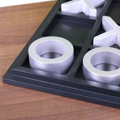 Bhavari Wooden Noughts and Crosses Game, Black and Silver