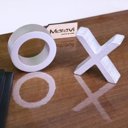 Bhavari Wooden Noughts and Crosses Game, Black and Silver