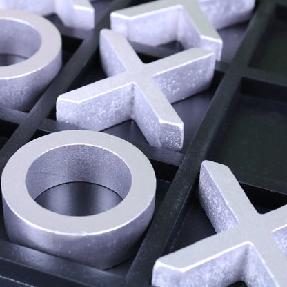 Bhavari Wooden Noughts and Crosses Game, Black and Silver