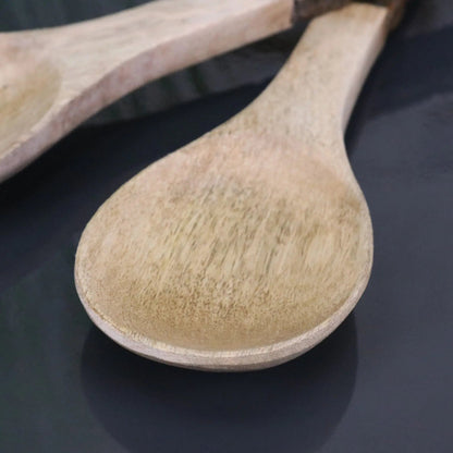 Bhimra Wooden Salad Servers with Bark Handles