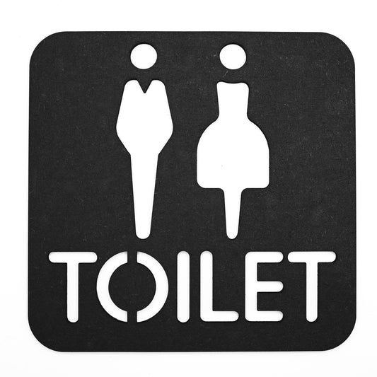 Black Decorative Toilet Sign with Unisex Icons