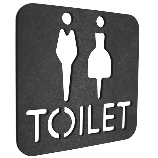 Black Decorative Toilet Sign with Unisex Icons