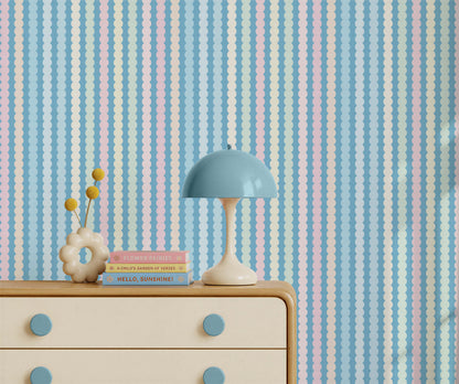 Bobbi Beck Bounce Scalloped Stripe Wallpaper