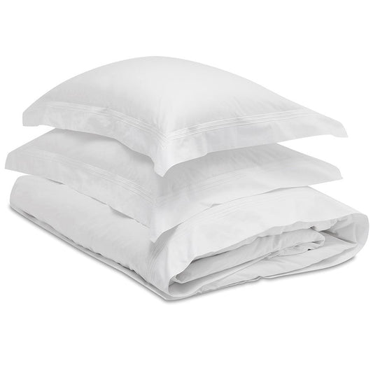 Dormitory Palazzo White Corded Percale Duvet Cover, Pillowcases & Flat Sheet