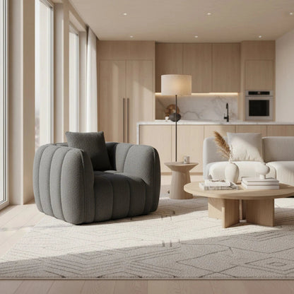 Cloud Comfort Bouclé Armchair - Terracotta Channel Tufted