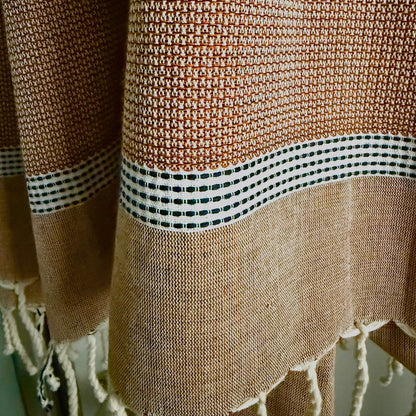 Dormitory Cassis Cinnamon & Black Fringed Cotton Fouta Towel, Hand & Bath Sizes
