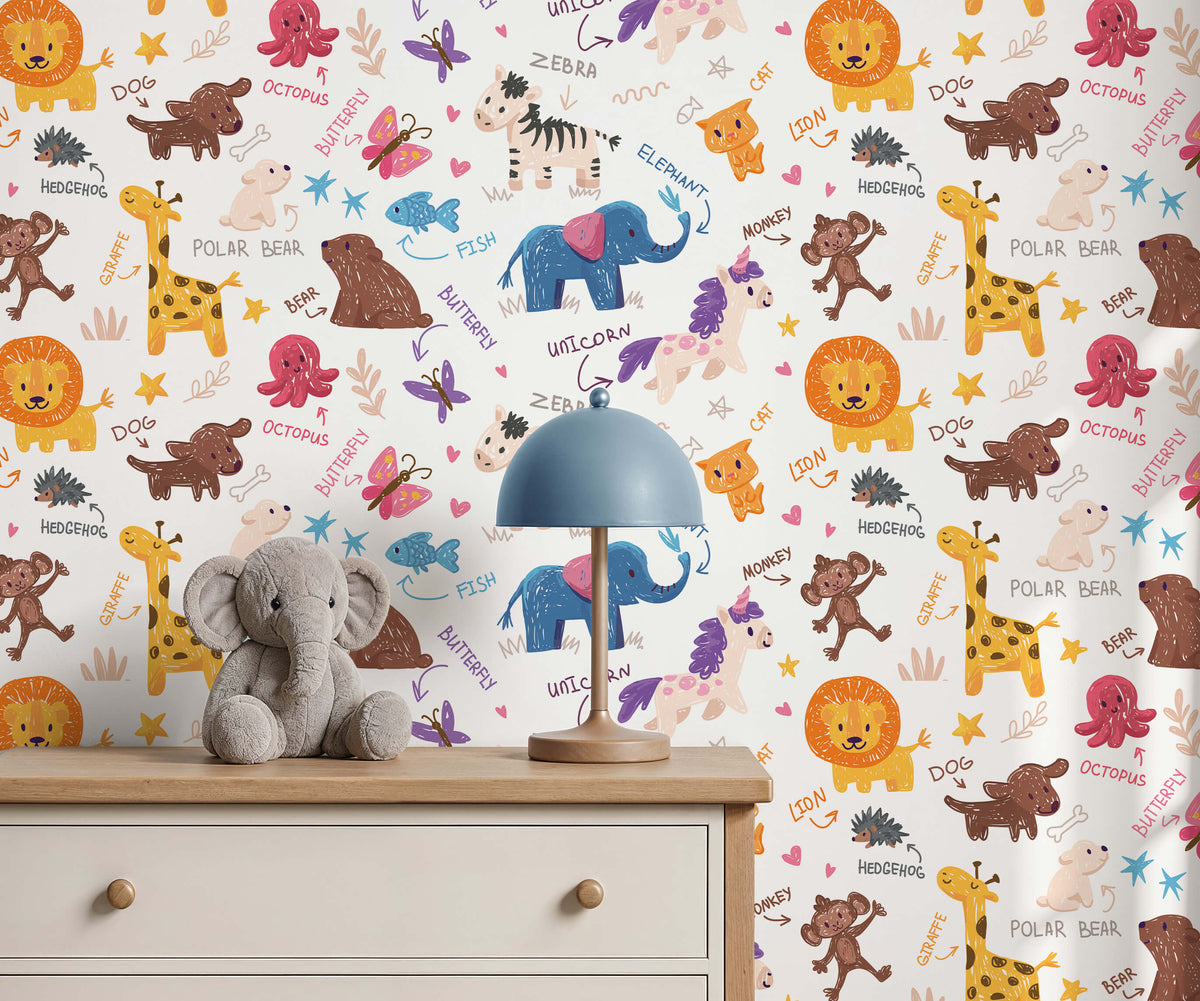 Bobbi Beck Critters Animal Name Wallpaper