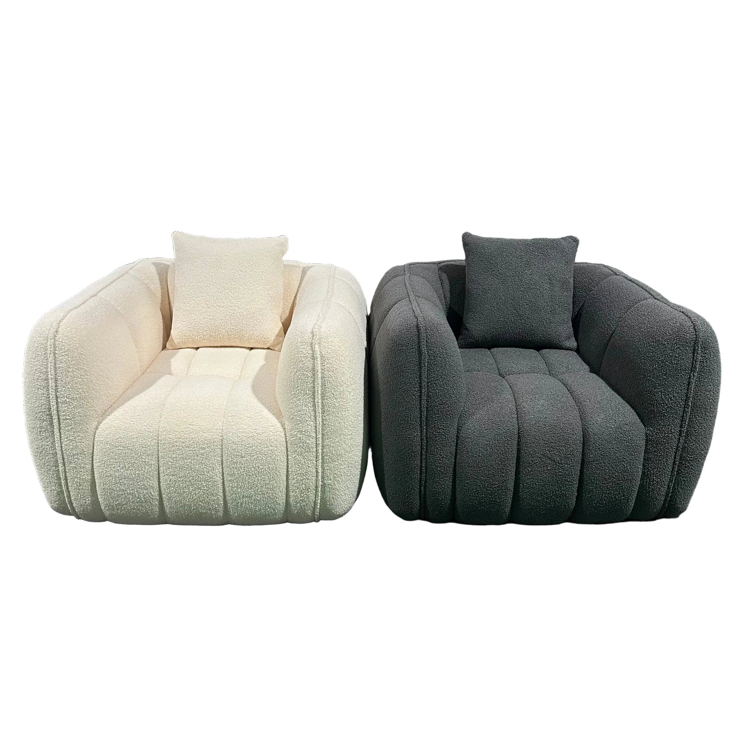 Cloud Comfort Bouclé Armchair - Terracotta Channel Tufted