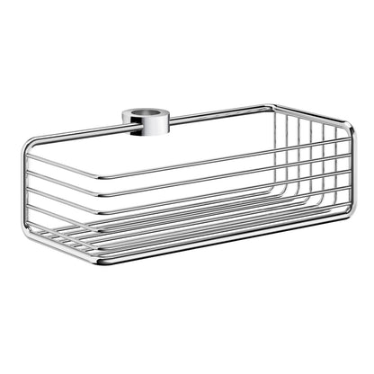 Smedbo Sideline DK1106 Shower Riser Rail Basket — Polished Chrome Round-Wire Open Basket with Cylindrical Rail Clip Mount, 250 mm Wide