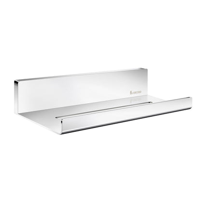 Smedbo Sideline DK5001 Polished Stainless Steel Shower Shelf — Solid Flat Surface with Tall Back Panel, Rounded Front Lip and Drainage Slot, 250 mm Wide