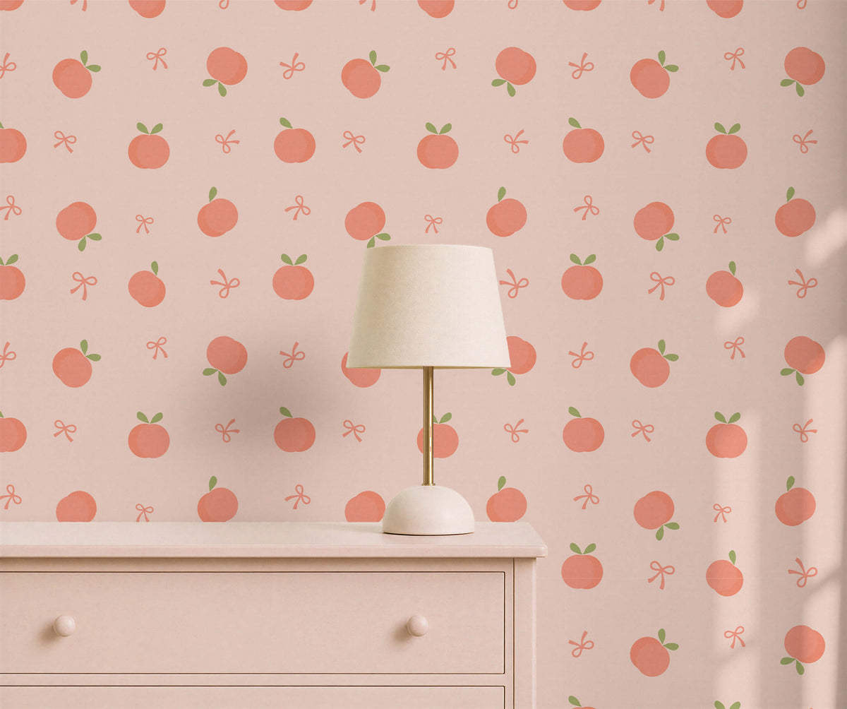Bobbi Beck Darling Peach and Bow Wallpaper
