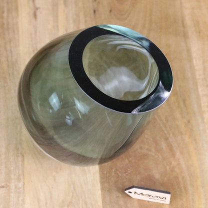 Daruni Green Glass Vase with Angled Rim