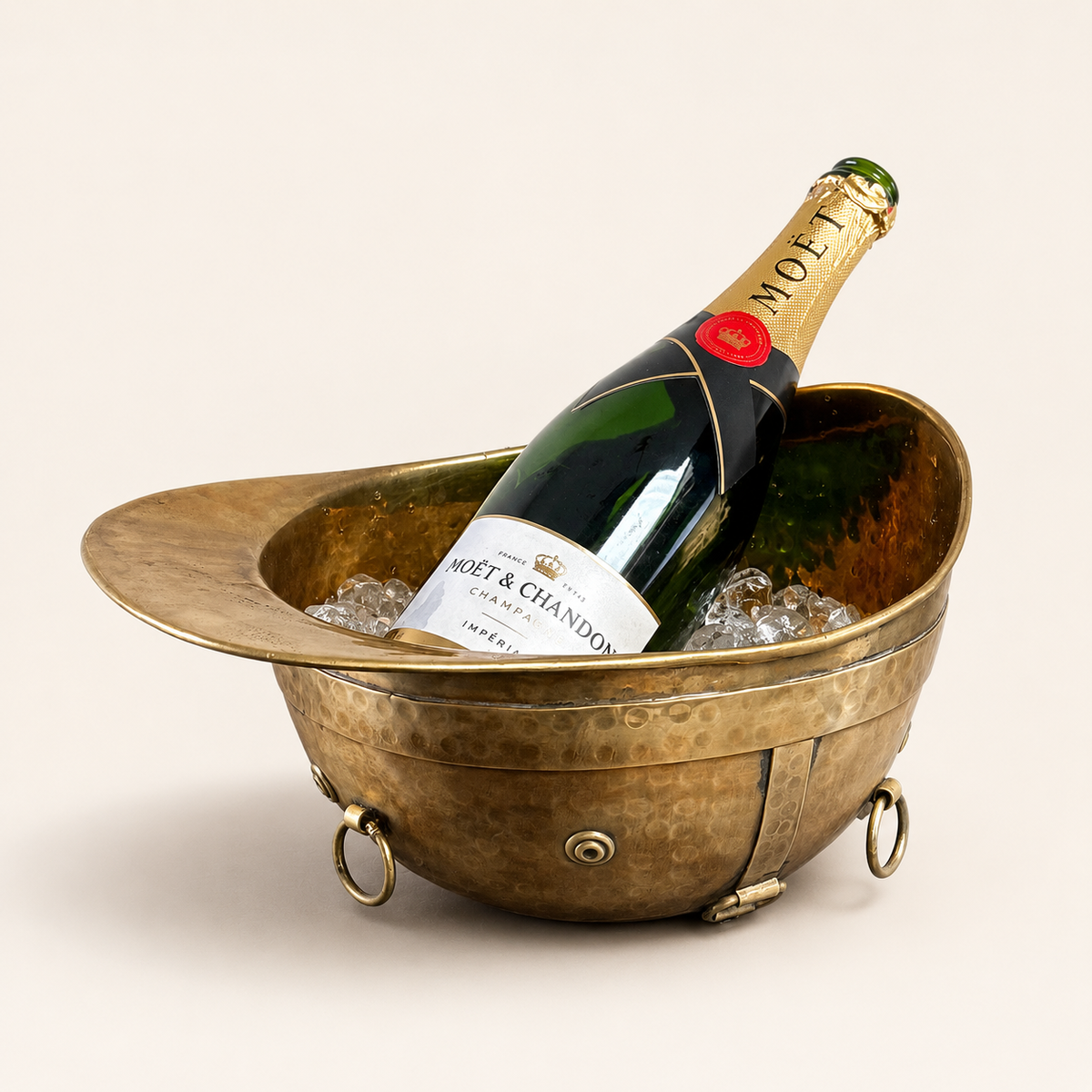 Solid Antique Brass Polo Helmet Champagne Ice Bucket | Wine Cooler