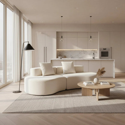 Cirrus Curve Modular Sofa - Sculptural Bouclé Boneless Design