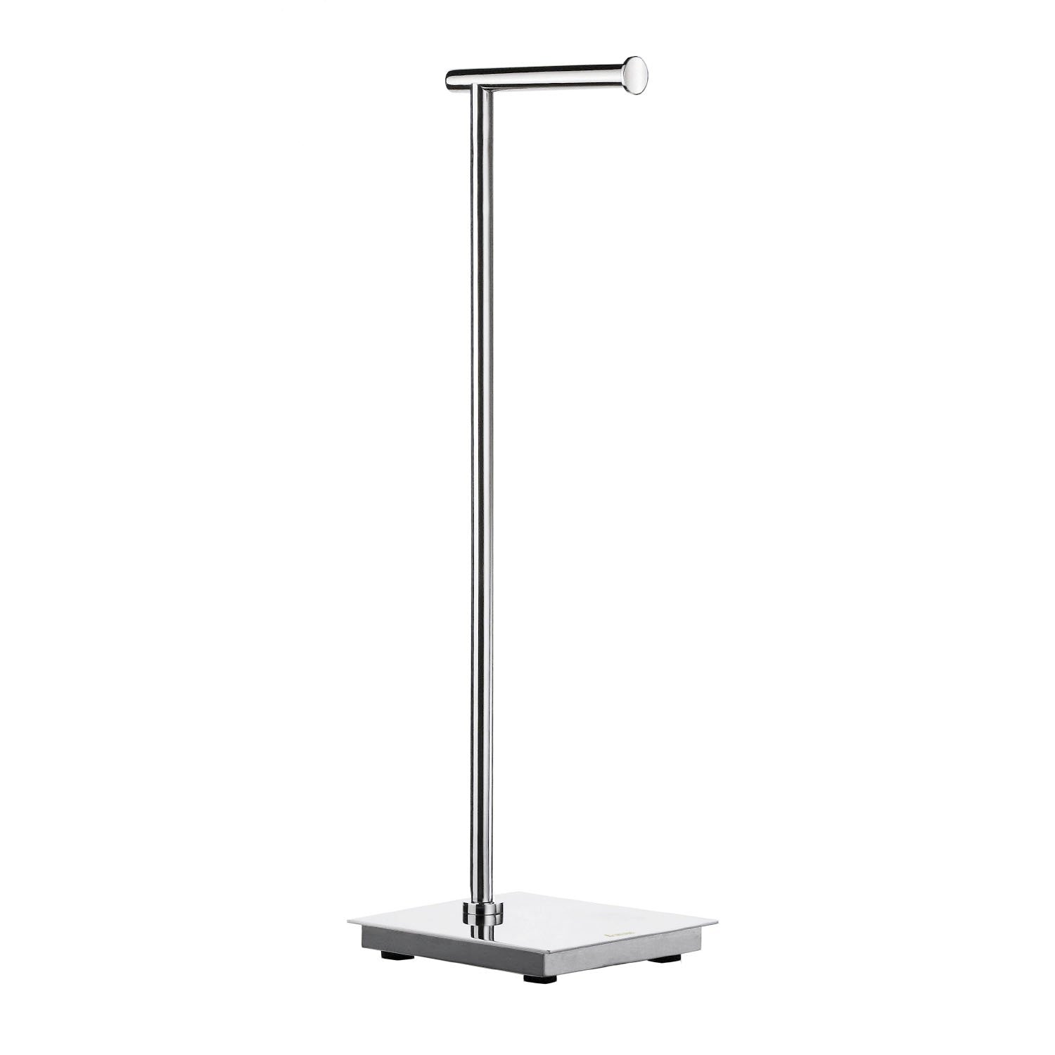 Smedbo Outline Lite FK602 Freestanding Toilet Roll Holder — Polished Stainless Steel Square Base with Cantilever T-Bar Arm, 600 mm Tall