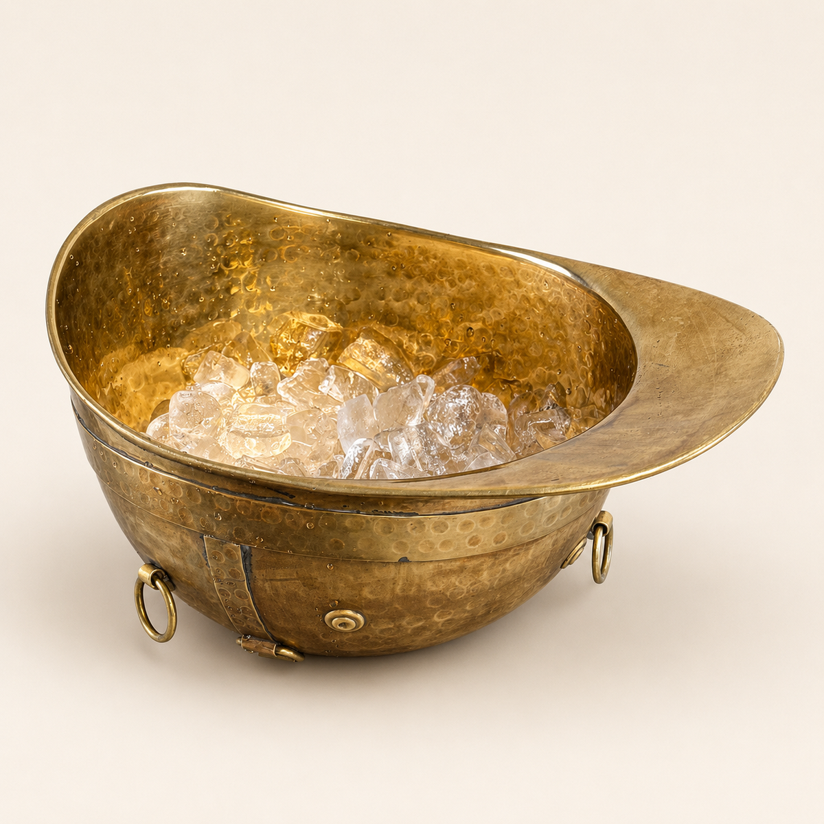 Solid Antique Brass Polo Helmet Champagne Ice Bucket | Wine Cooler