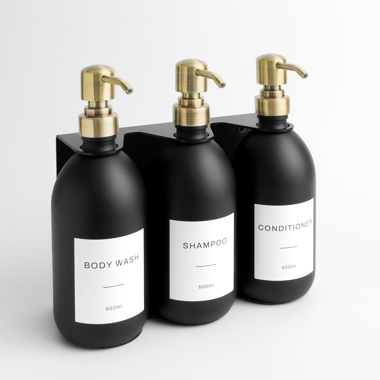 Namie Black Wall Bracket & Matte Black Dispenser Set