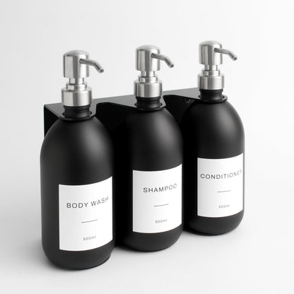 Namie Black Wall Bracket & Matte Black Dispenser Set