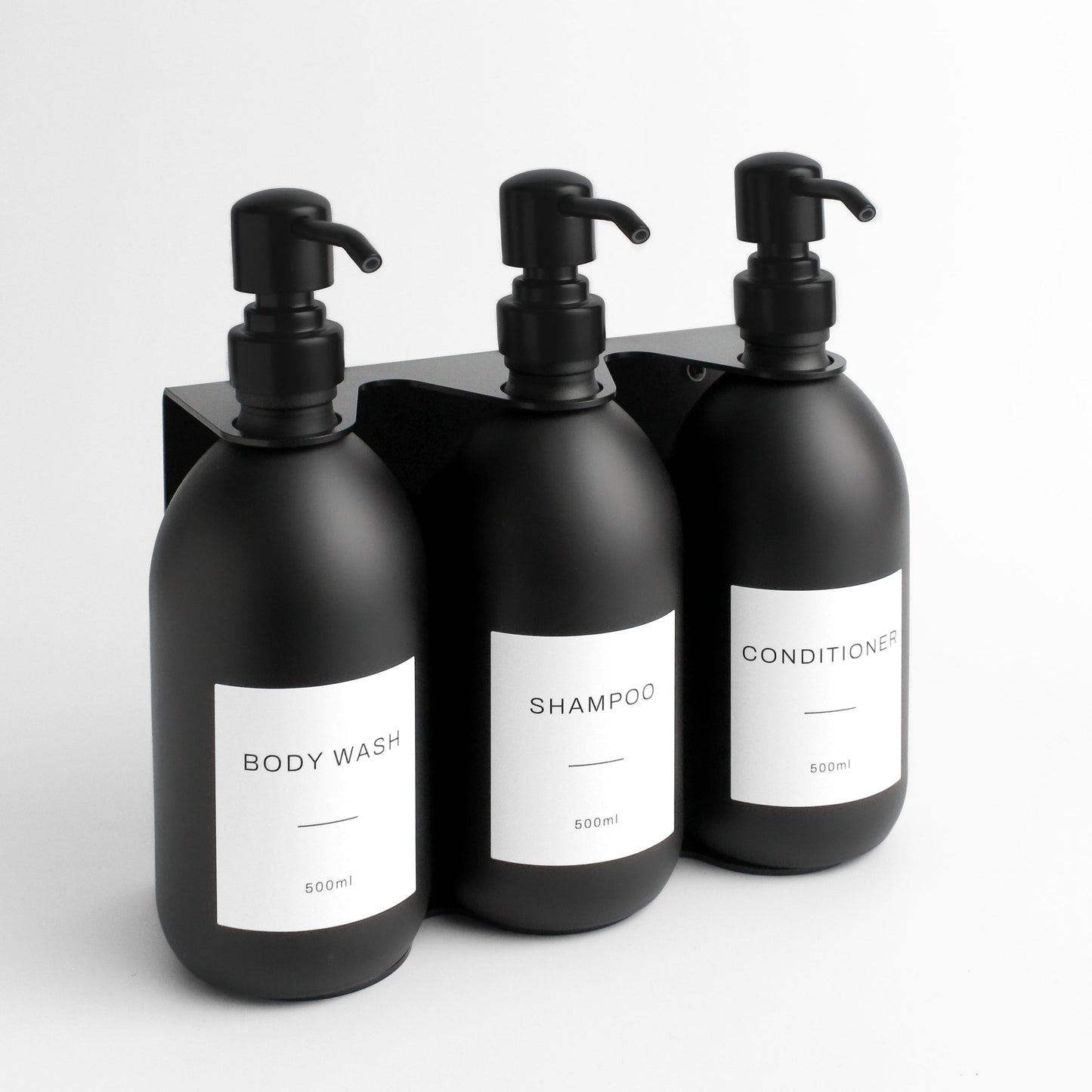 Namie Black Wall Bracket & Matte Black Dispenser Set