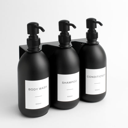 Namie Black Wall Bracket & Matte Black Dispenser Set