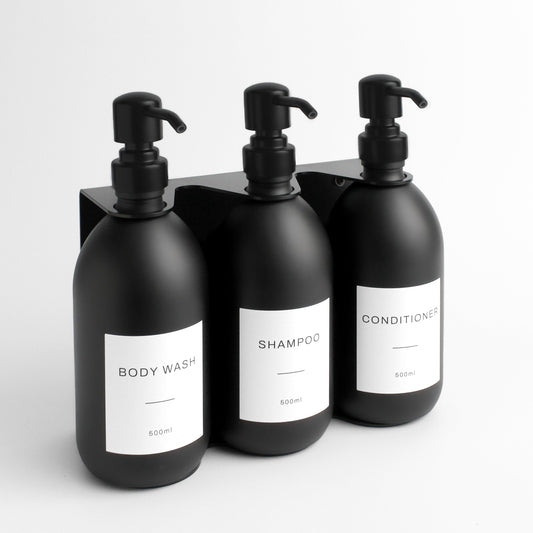 Namie Black Wall Bracket & Matte Black Dispenser Set