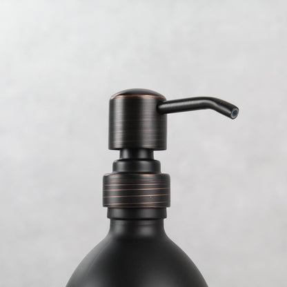 Namie Matte Black Glass Soap Dispenser Triple Set with Acacia Wood Tray