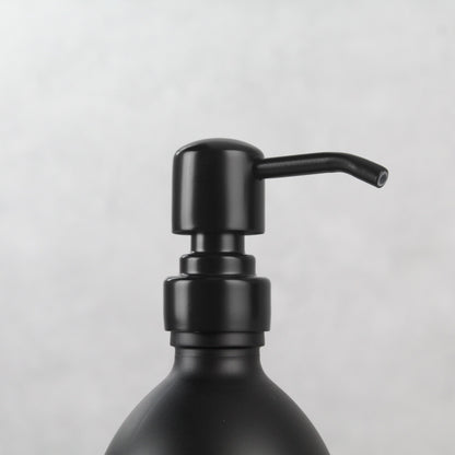 Namie Matte Black Glass Soap Dispenser Triple Set with Acacia Wood Tray