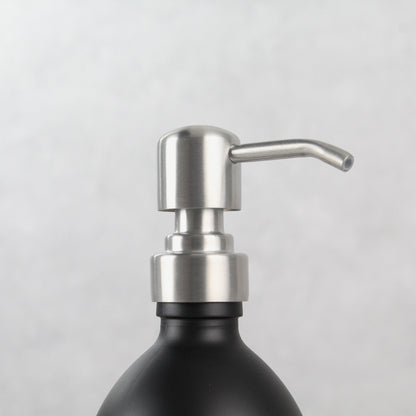 Namie Matte Black Glass Soap Dispenser Triple Set with Acacia Wood Tray