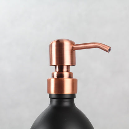 Namie Matte Black Glass Soap Dispenser Double Set with Acacia Wood Tray