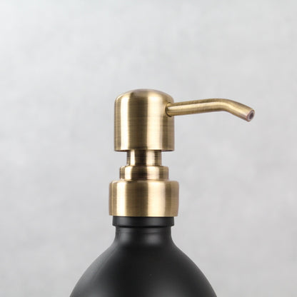 Namie Matte Black Glass Soap Dispenser Triple Set with Acacia Wood Tray